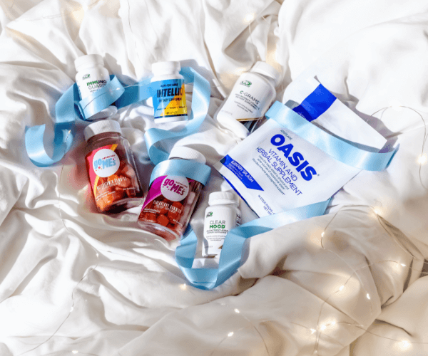 Several AdvoCare products on a white 