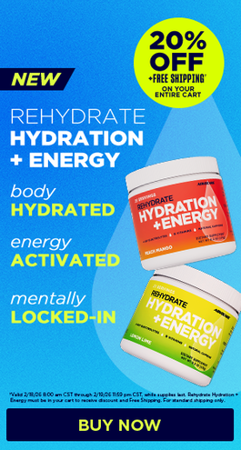 Rehydrate Hydration + Energy 20% Off + Free Shipping on your entire cart.
